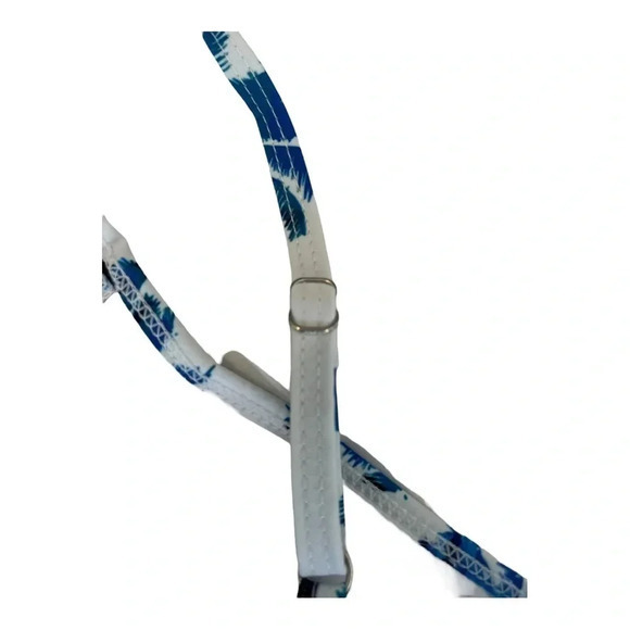 TROPICAL HIGH WAISTED BLUE BIKINI SWIMSUIT 2 PIECE STRAPPY SIZE MEDIUM NWT - Picture 5 of 9